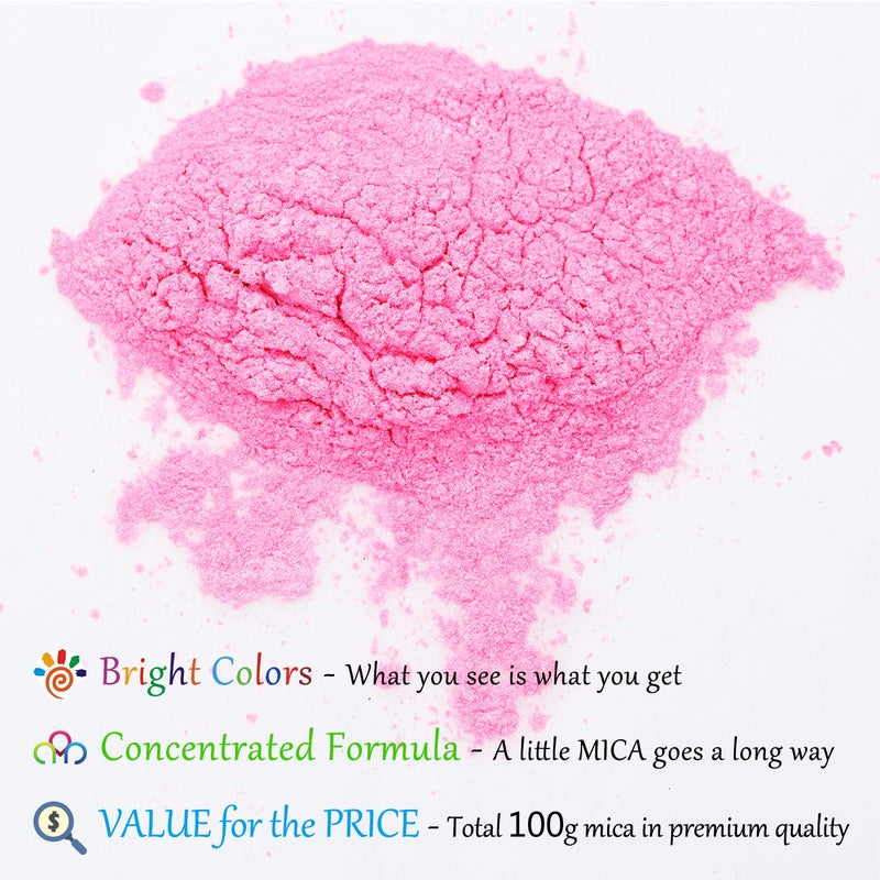 DecorRom Epoxy Resin Color Pigment - Huge 100g/3.5 Ounces Metallic Mica Powder for Adult Hobby, Epoxy Resin Art Coloring, Crafts - Cosmetic Grade Resin Color Dye for Jewelry, Soap Making, Nails Art (Pink) - Image 2